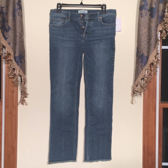 Free People Size 29 jeans. Button fly. Fringe cuff - Picture 1 of 4